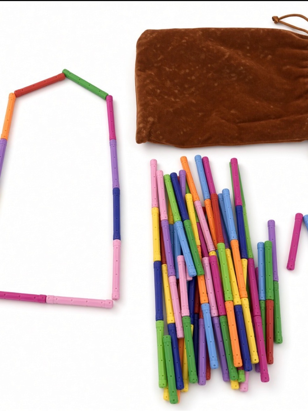 Colorful Connecting Building Sticks Set with Pouch